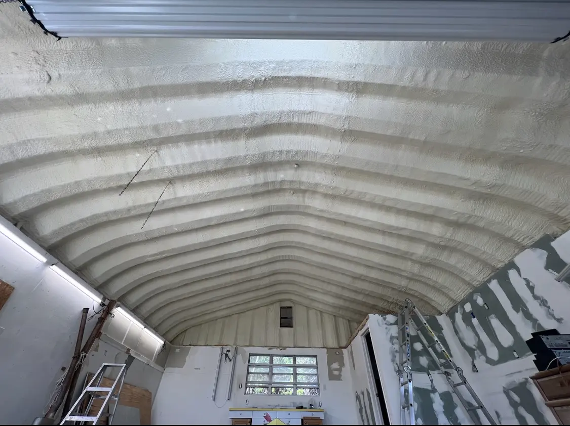 Spray polyurethane foam applied to the underside of a metal roof deck in East Hempfield