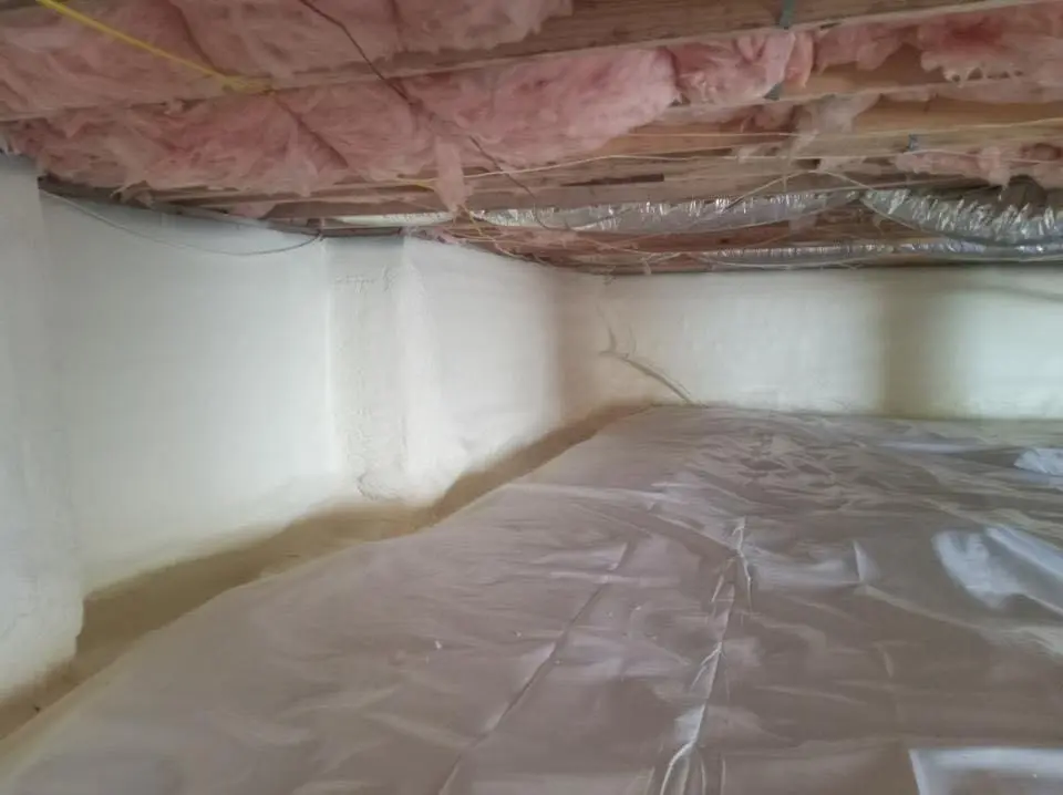 Crawl space encapsulation with closed-cell spray foam for Commercial Roof Restoration in East Hempfield